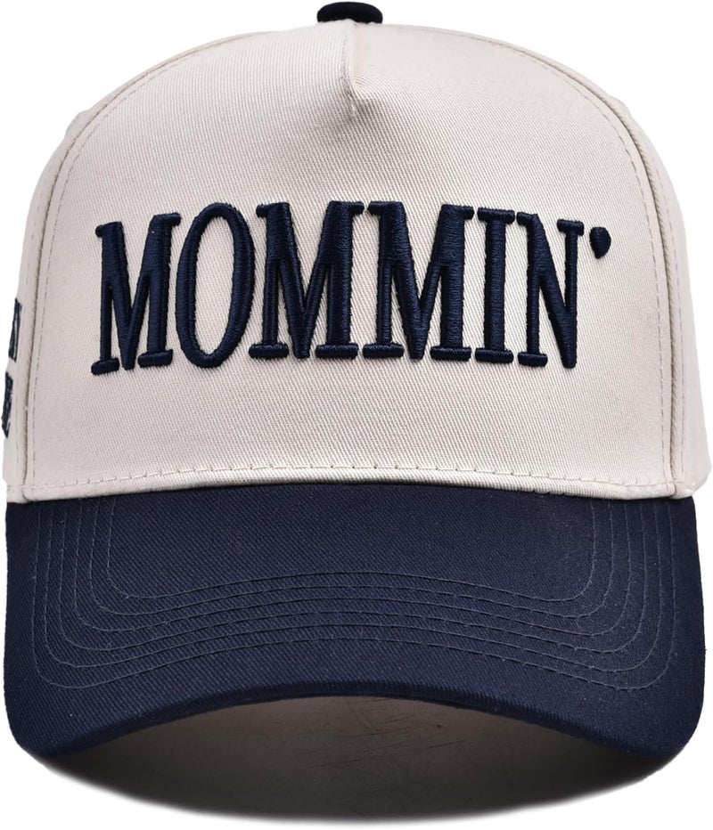 Abdkw Mommin Trucker Hat | Vintage Two-Tone Women's Baseball Cap,with Mommin Embroidery Ponytail Fit,Outdoor and Daily Use - Image 1